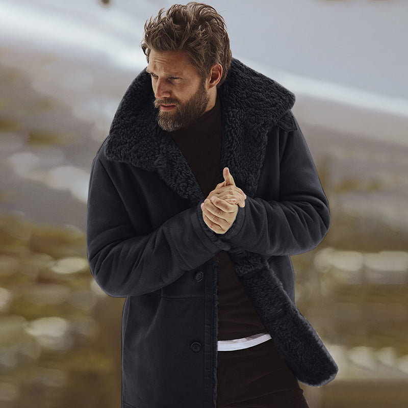 Herren lässiger Jacke mit weichem Kunstfellkragen EB