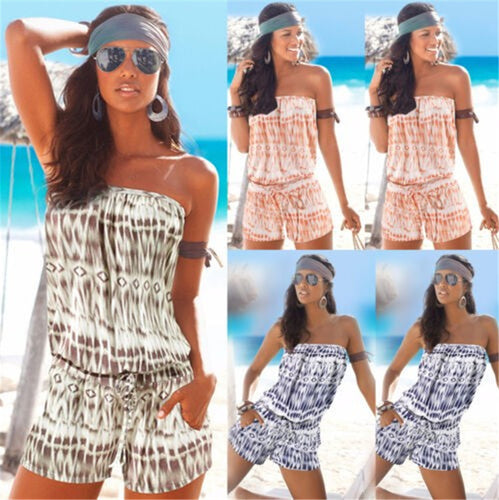 Damen Oberteil im lässigen Sommerstil mit elastischem Bund und Allover-Muster EB