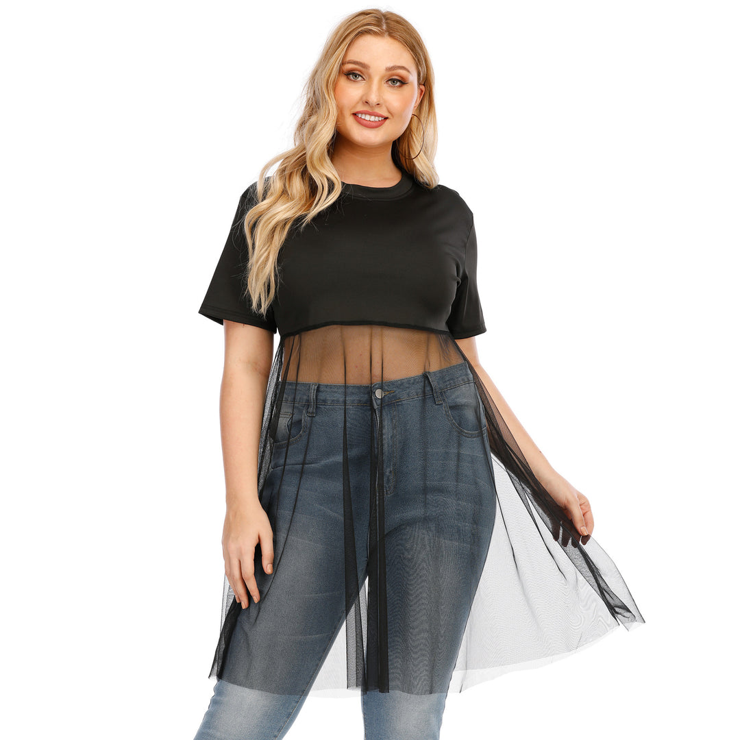 Damen modisches Mesh-Top mit integriertem Rock EB