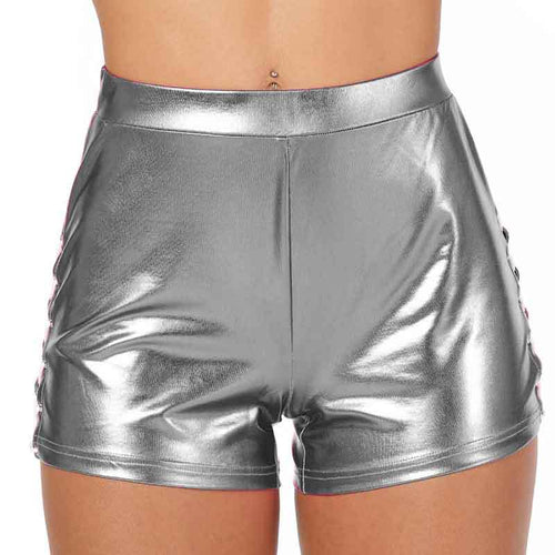 Damen Glänzende High-Waist Shorts EB