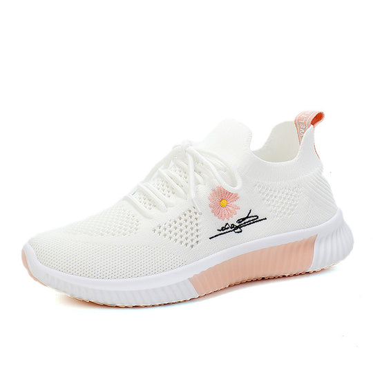Damen atmungsaktive Freizeitsneaker mit eingearbeitetem Blumenmotiv und rutschfester Sohle EB