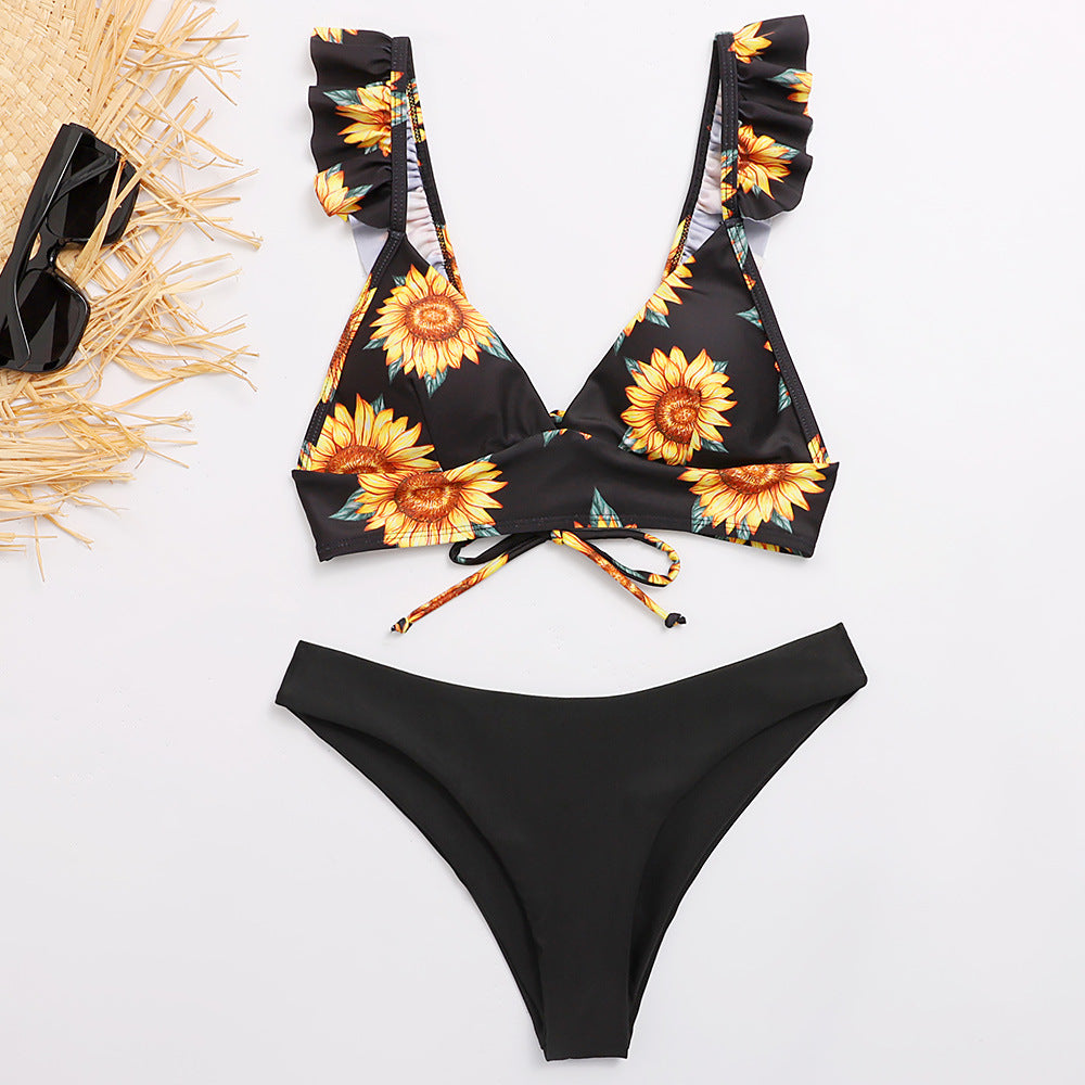 Damen Triangel-Bikini mit verstellbaren Trägern und auffälligem Galaxie-Design EB