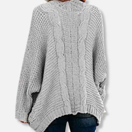 EB | Woll Übergroßer Cardigan Gerippter Offener Fronttaschen Cardigan