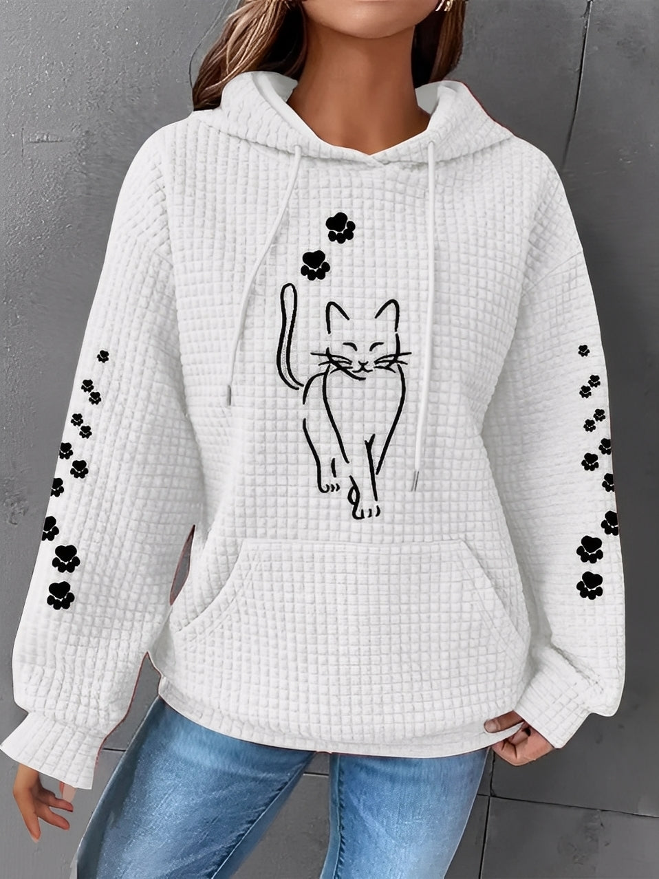 EB | Bedruckter, Warmer Kapuzensweatshirt für Frauen