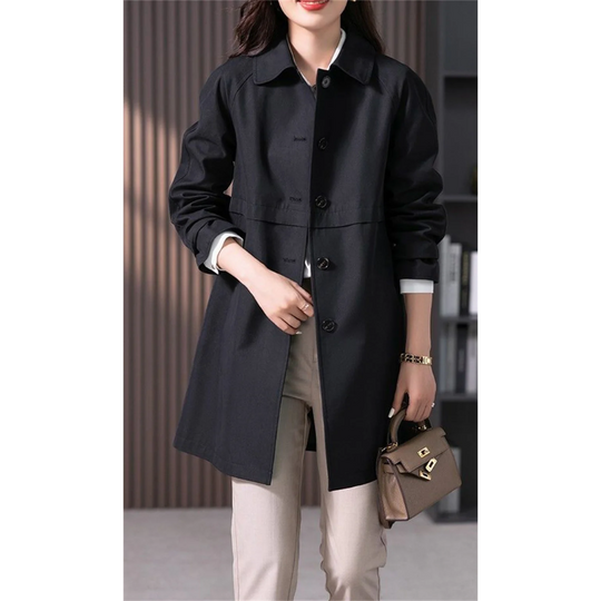 EB | Trenchcoat Tailliert Fit Klassischer Kragen Einreiher Mid-Thigh Länge