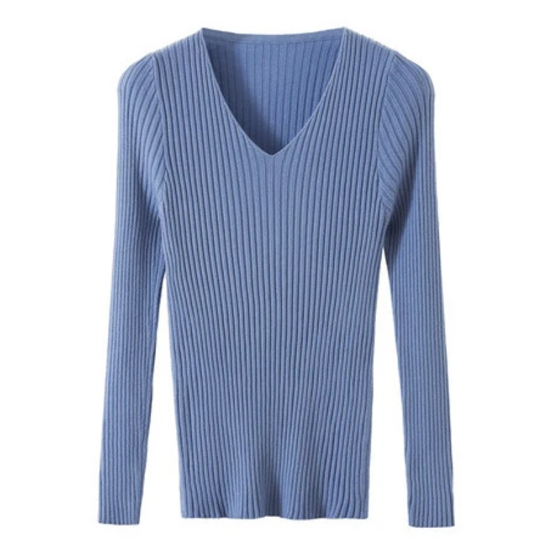 EB | Pullover - Slim-Fit Rippstrick V-Ausschnitt Pullover