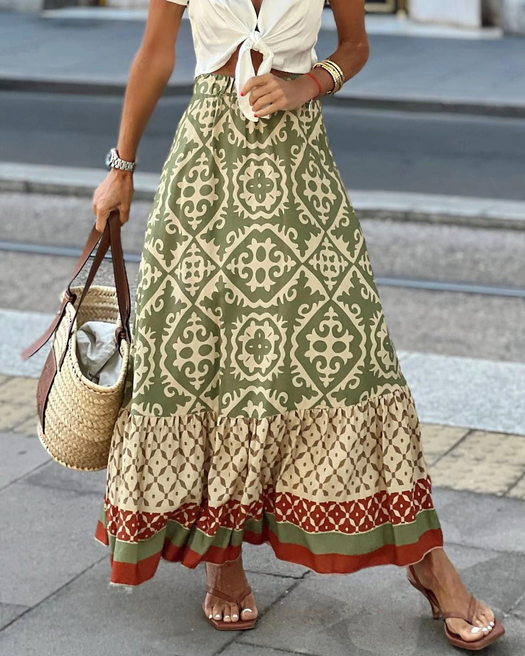 EB | Boho Lange Rock mit Print
