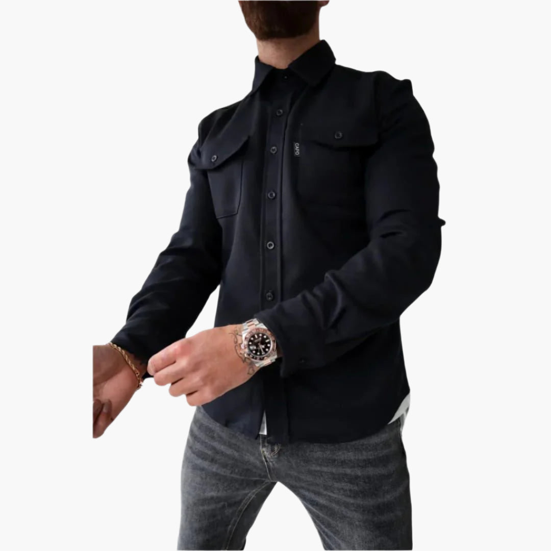 EB | Overshirt Jacke - Modernes Knopfdurchgang Hemdjacke für Freizeit und Business