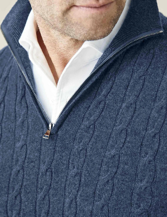 EB | Zopfstrickpullover mit Reißverschluss - Eleganter Business & Freizeitpullover