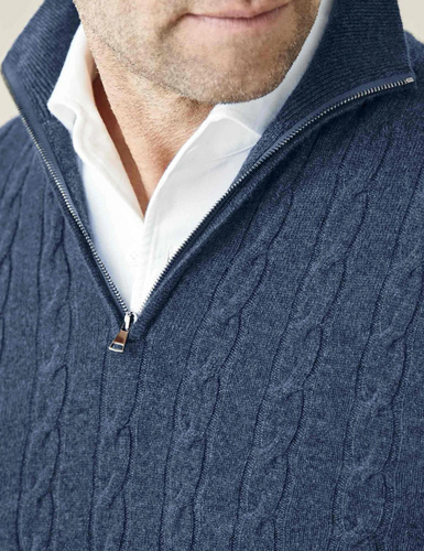 EB | Zopfstrickpullover mit Reißverschluss - Eleganter Business & Freizeitpullover