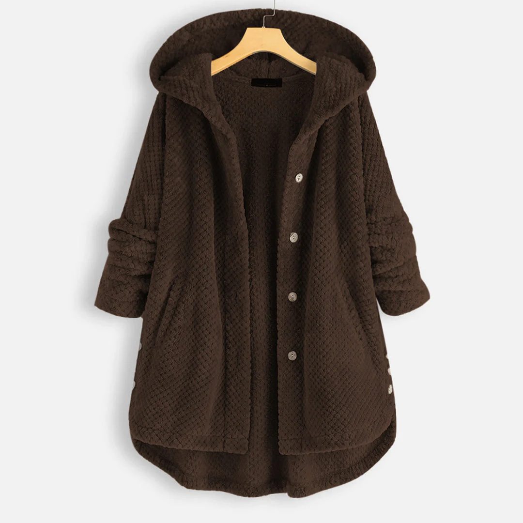 EB | Lange Winter Knopf Daunen Jacke - Kapuze