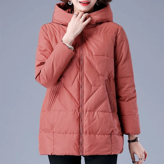 EB | Elegante unifarbene gerippte gesteppte Jacke mit Reißverschluss ideal für Herbst/Winter