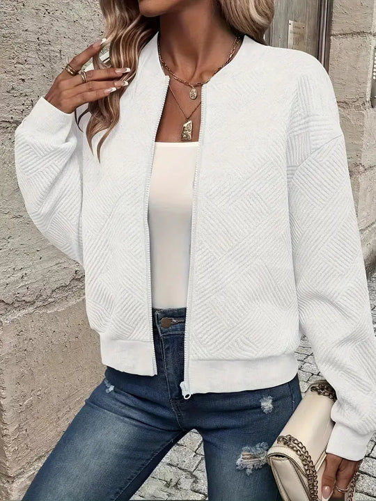 EB | Cardigan - Damen Herbst Zip-Up Texturierter Cardigan mit Rippbund