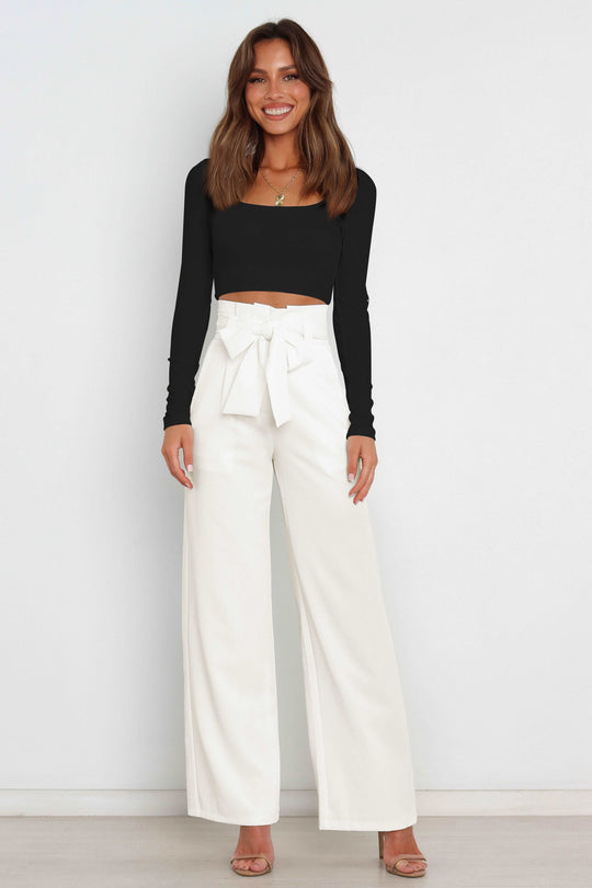 EB | Hohe Taille Paperbag Hose mit Schleifendetail