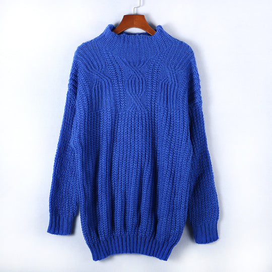 Damen kuscheliger Rollkragenpullover mit strukturiertem Zopfdesign und lässigem Schnitt EB