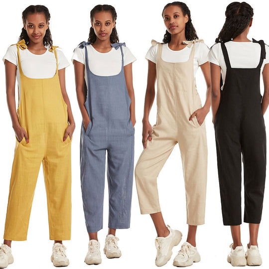 Damen Modischer Overall mit praktischen Seitentaschen und verstellbaren Trägern EB