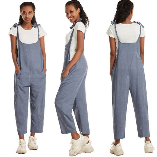 Damen Modischer Overall mit praktischen Seitentaschen und verstellbaren Trägern EB
