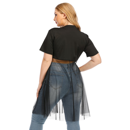 Damen modisches Mesh-Top mit integriertem Rock EB