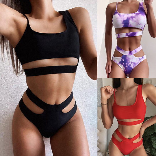 Damen Sportlicher Bikini mit modischen Cut-Outs EB