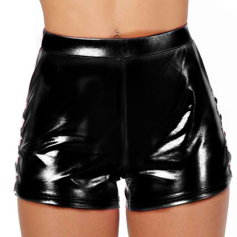 Damen Glänzende High-Waist Shorts EB