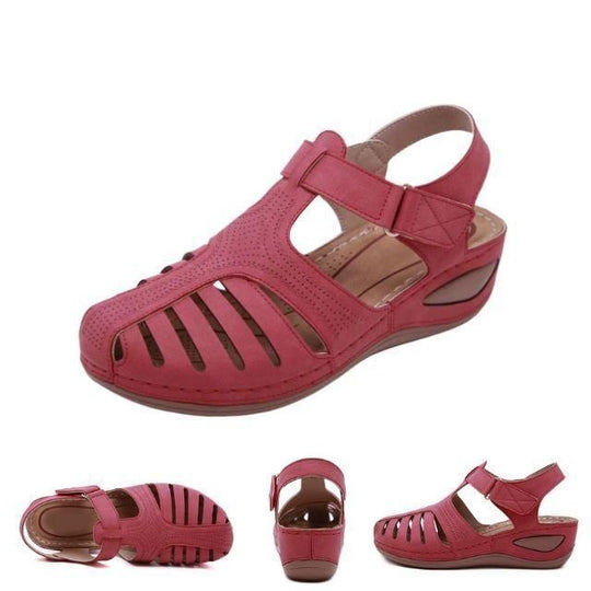 Ausgeschnittene Leder-Sandalen mit Knöchelriemen EB EB