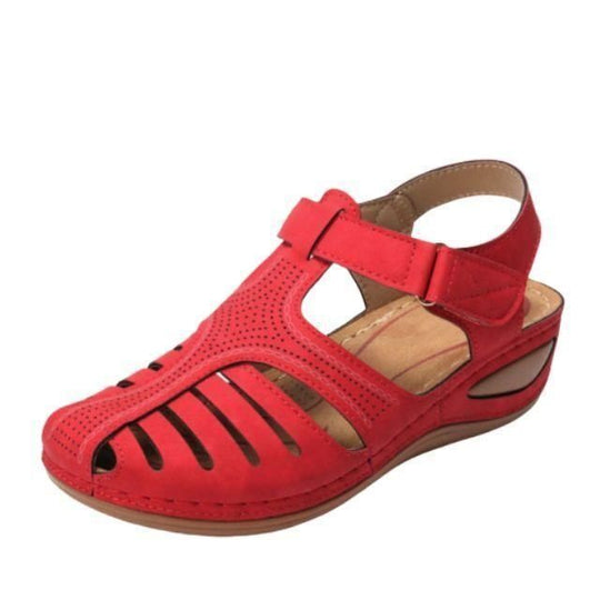 Ausgeschnittene Leder-Sandalen mit Knöchelriemen EB EB