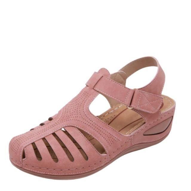 Ausgeschnittene Leder-Sandalen mit Knöchelriemen EB EB