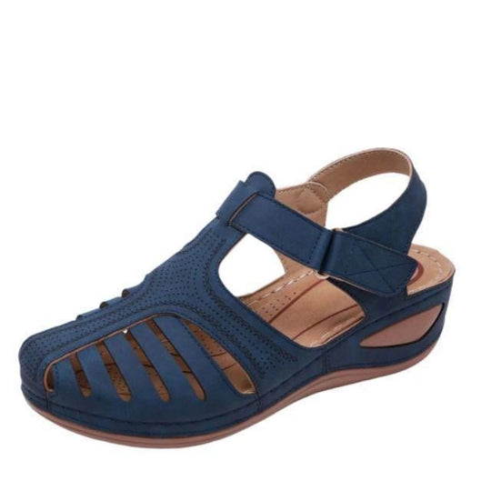 Ausgeschnittene Leder-Sandalen mit Knöchelriemen EB EB