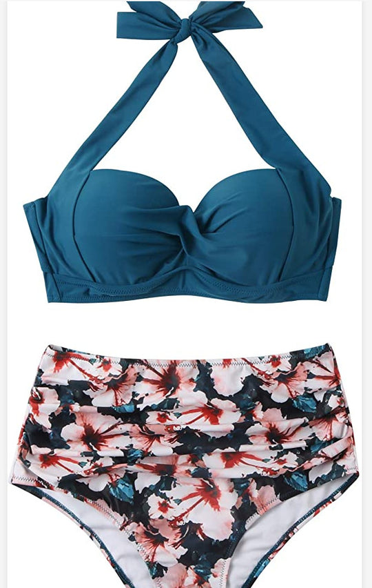 Damen Modischer Bikini mit hochgeschnittenem Höschen EB