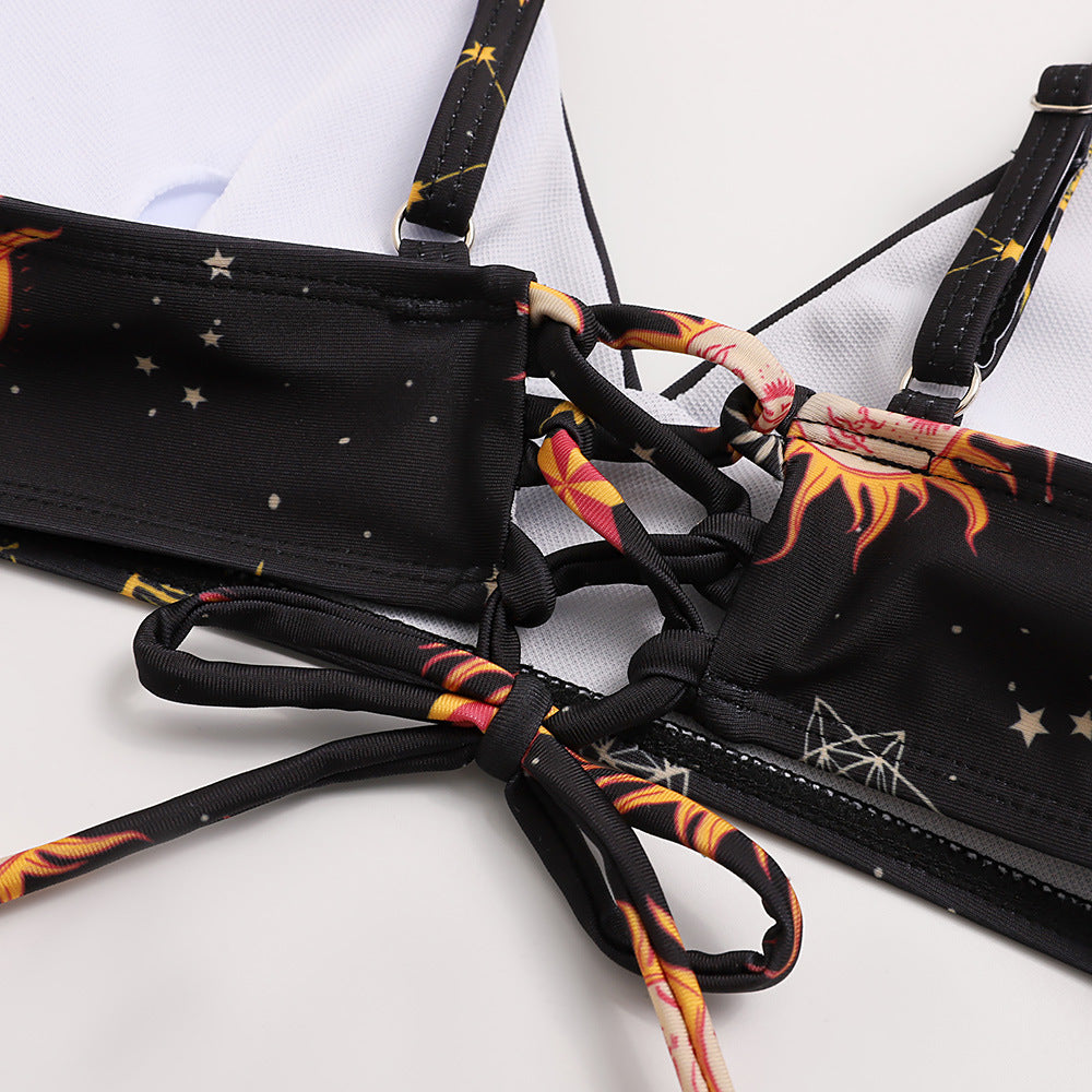 Damen Triangel-Bikini mit verstellbaren Trägern und auffälligem Galaxie-Design EB