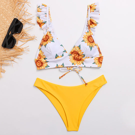 Damen Triangel-Bikini mit verstellbaren Trägern und auffälligem Galaxie-Design EB
