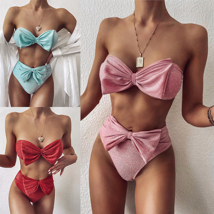 Damen Bandeau-Bikini-Set mit Glamourösen Rüschendetails EB