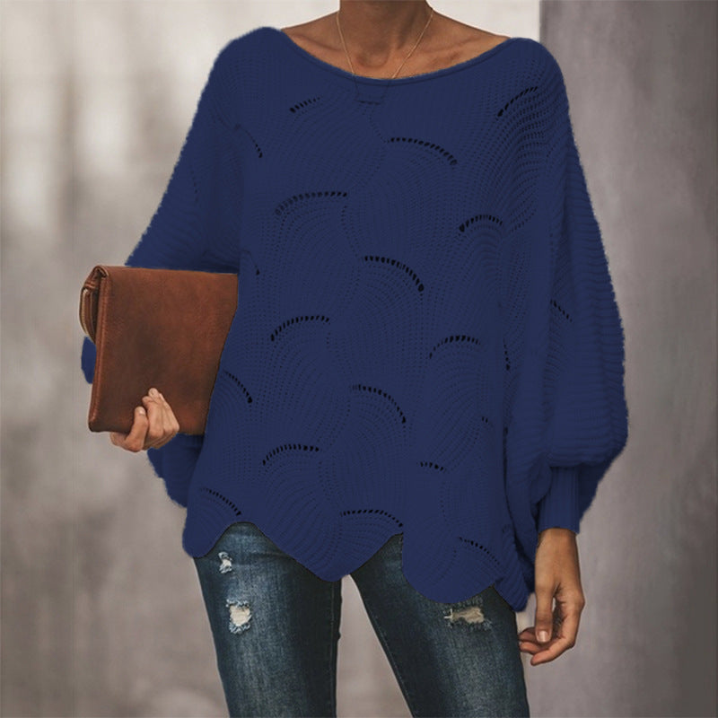 Damen Strukturierter Strickpullover mit luftiger Häkeloptik EB