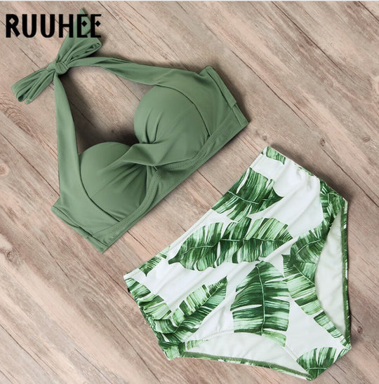 Damen Modischer Bikini mit hochgeschnittenem Höschen EB