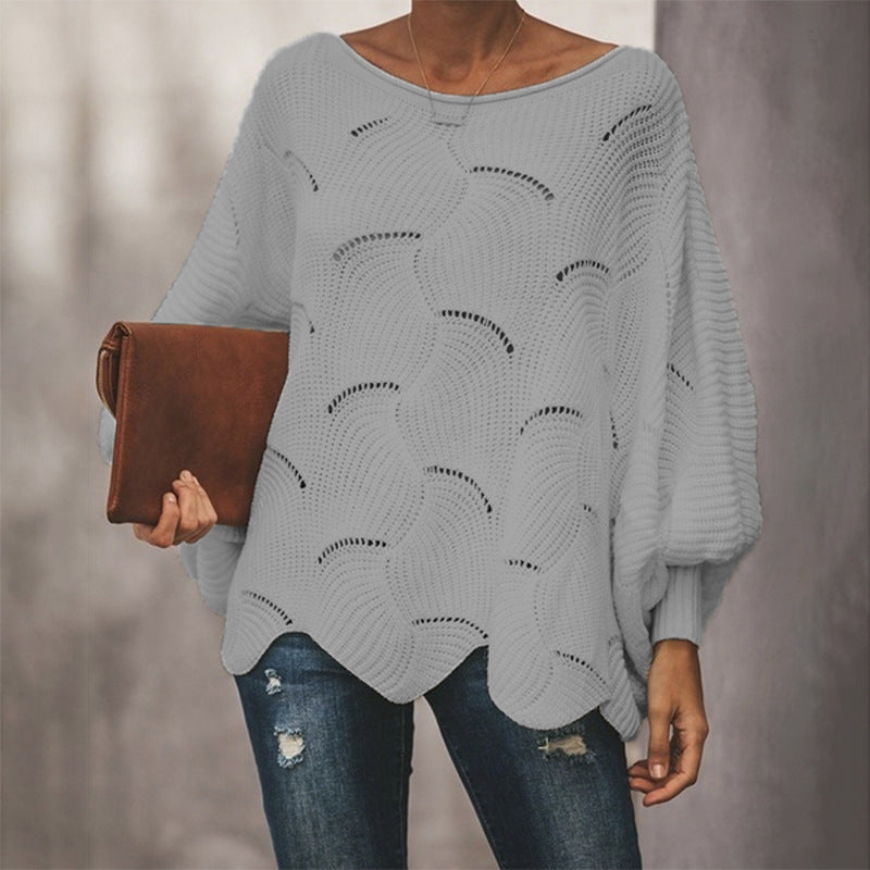 Damen Strukturierter Strickpullover mit luftiger Häkeloptik EB
