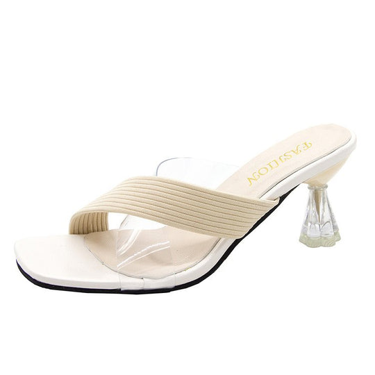 Damen elegante Sandaletten mit moderner transparenter Sohle und modischem Riemendesign EB
