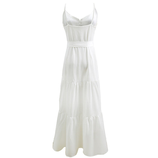 Damen Maxi-Kleid mit knöpfbarer Front und fließendem Rock EB