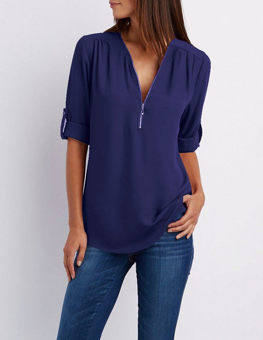 EB | Chiffonbluse mit Reißverschluss