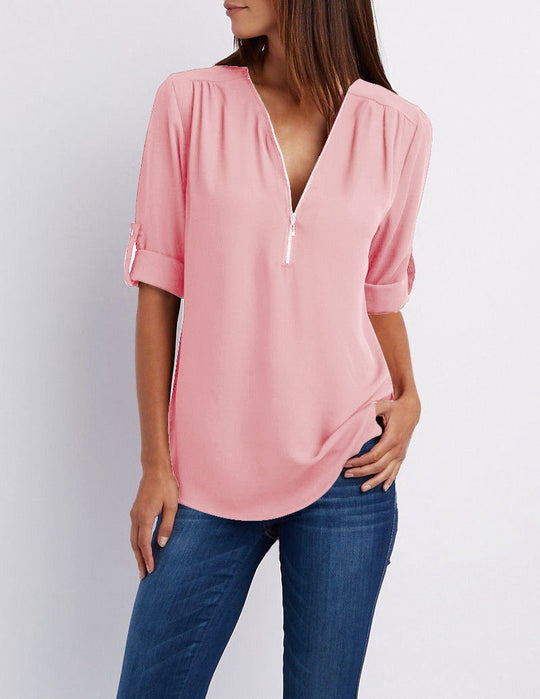 EB | Chiffonbluse mit Reißverschluss