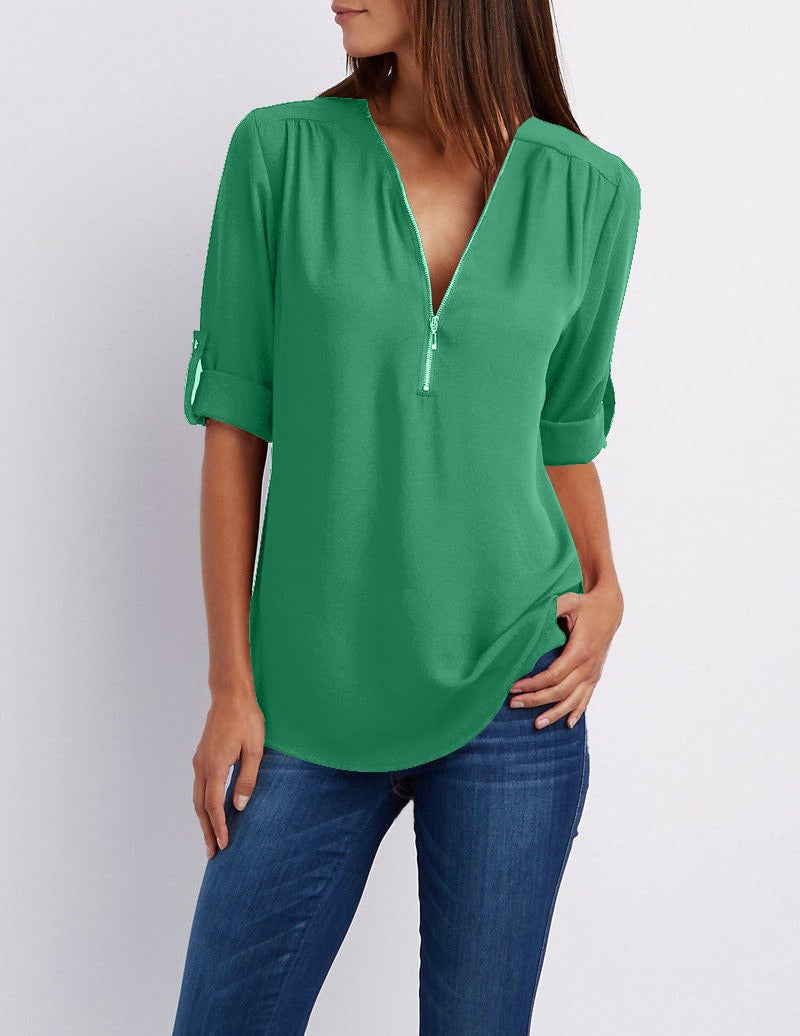 EB | Chiffonbluse mit Reißverschluss