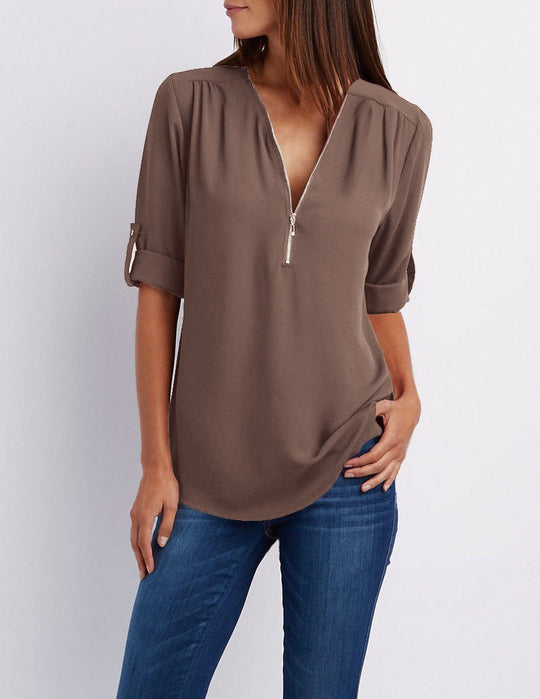 EB | Chiffonbluse mit Reißverschluss