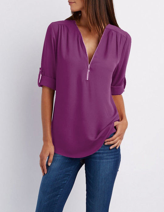 EB | Chiffonbluse mit Reißverschluss