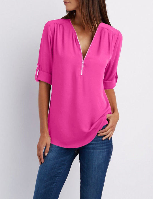 EB | Chiffonbluse mit Reißverschluss