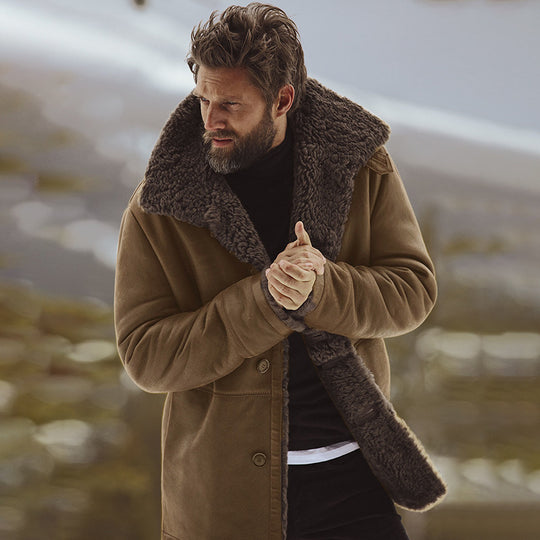 Herren Fleecejacke mit großem Kragen EB