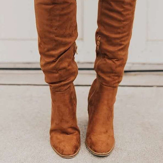 Schlichte Kniehohe Stiefel mit Reißverschluss EB