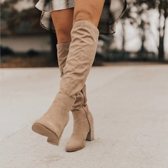 Schlichte Kniehohe Stiefel mit Reißverschluss EB