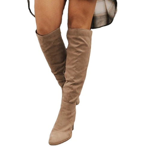 Schlichte Kniehohe Stiefel mit Reißverschluss EB