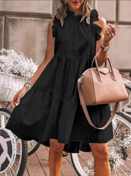 Damen verspieltes Sommerkleid mit Rüschendetails EB