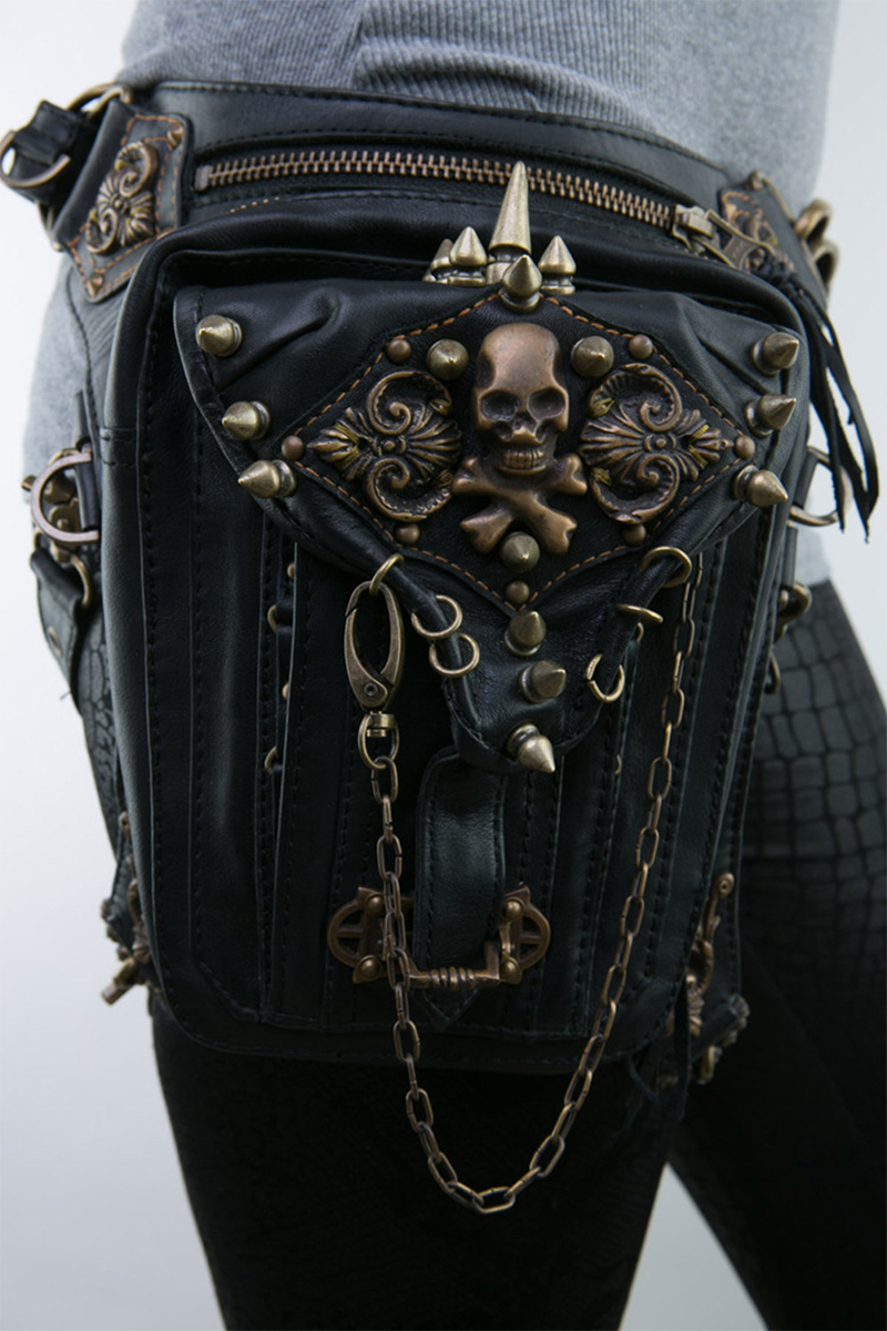EB | Punk Skull Nieten Ketten Reißverschluss Taschen