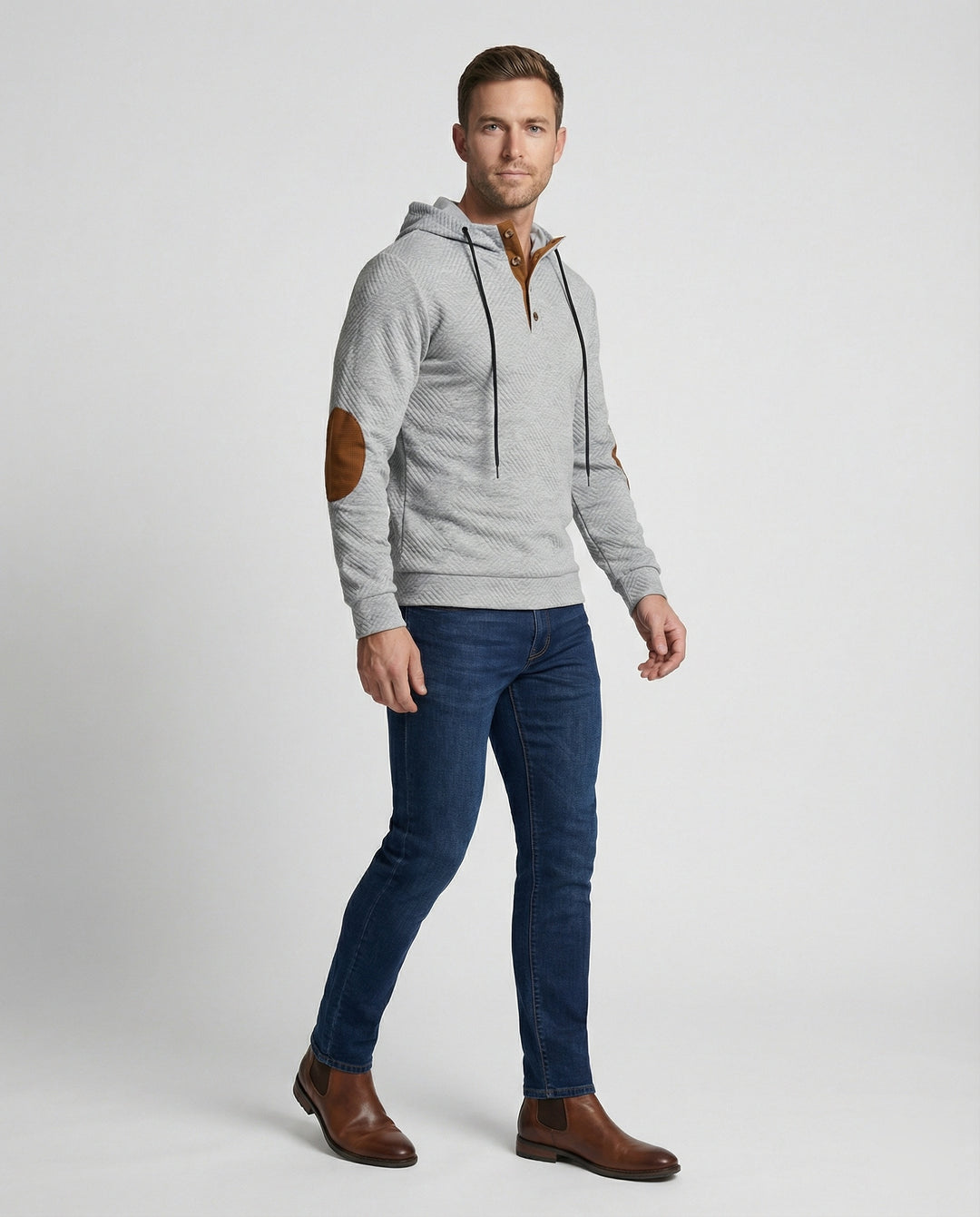 EB | Herren Outdoor Hoodie mit Komfortstretch und Knopfleiste